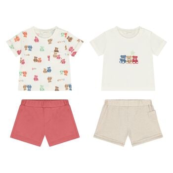 Baby Boys White & Beige Shorts Set ( 2-Pack ) 