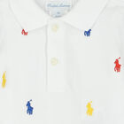 Baby Boys White Logo Polo Romper, 1, hi-res