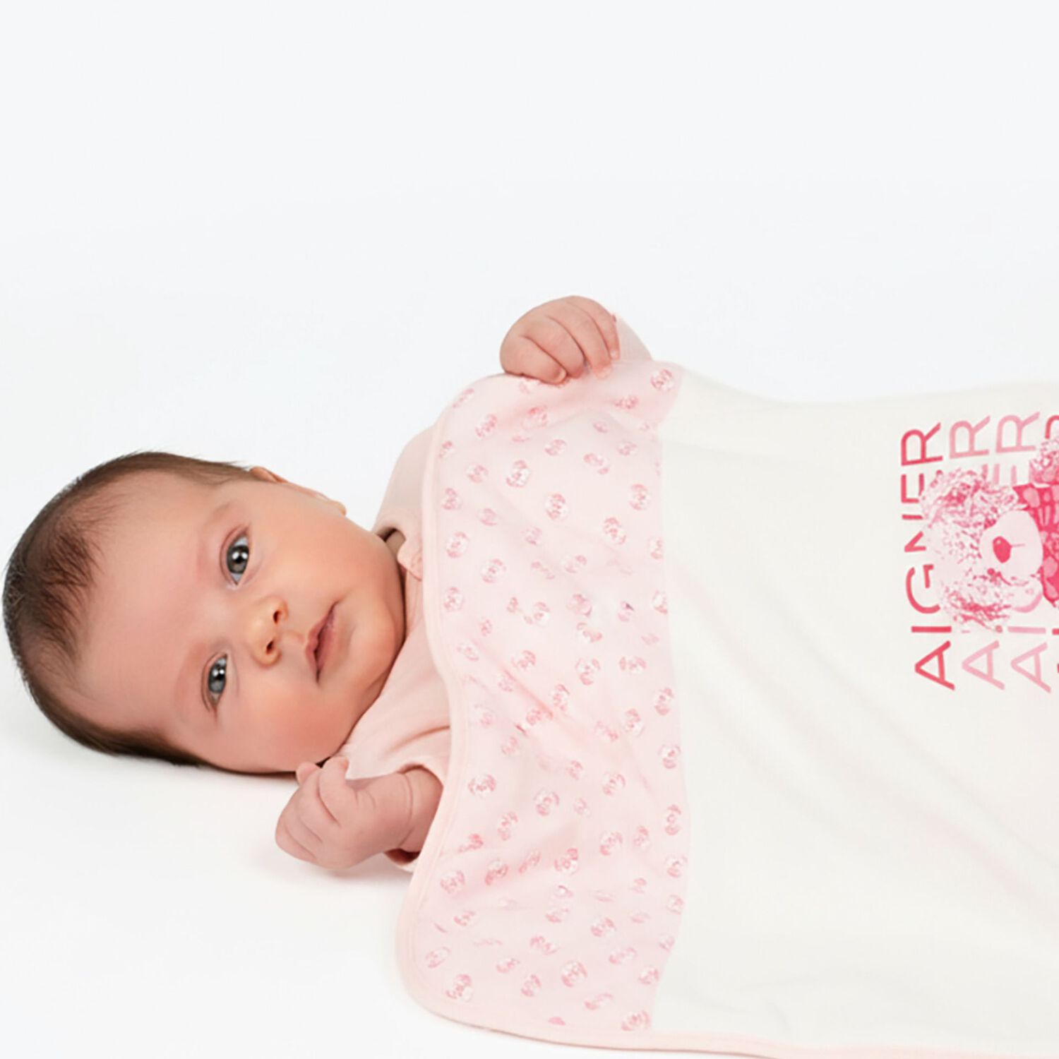 Baby Girls White & Pink Teddy Bear Logo Blanket , 3, hi-res