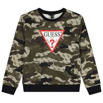 Boys Green Camouflaged Logo Sweatshirt