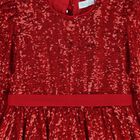 Girls Red Embellished Sequin Dress, 1, hi-res