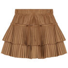 Girls Beige Pleated Skirt, 1, hi-res