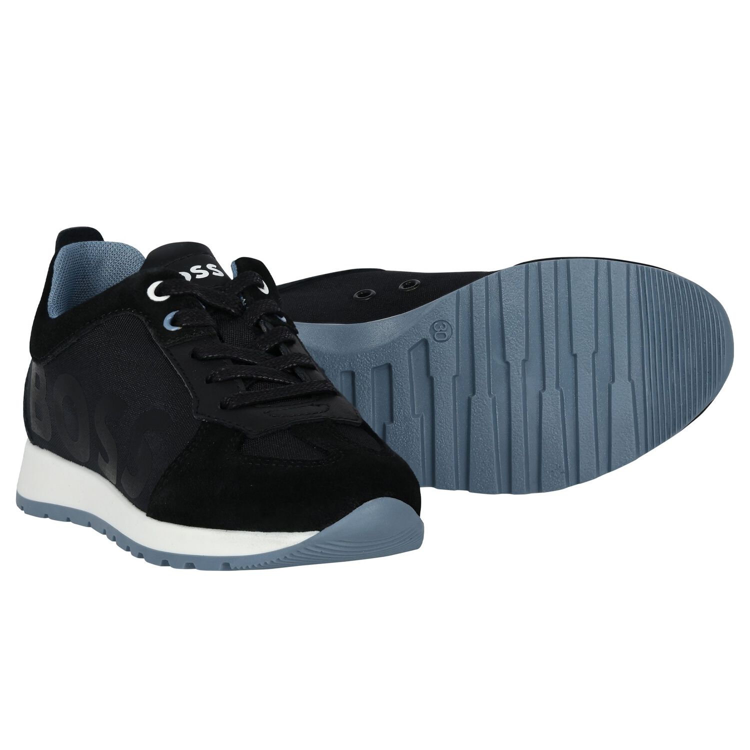 Boys Black Logo Trainers, 1, hi-res image number null