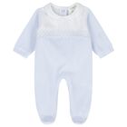 Baby Boys White & Blue Dot Babygrow, 2, hi-res