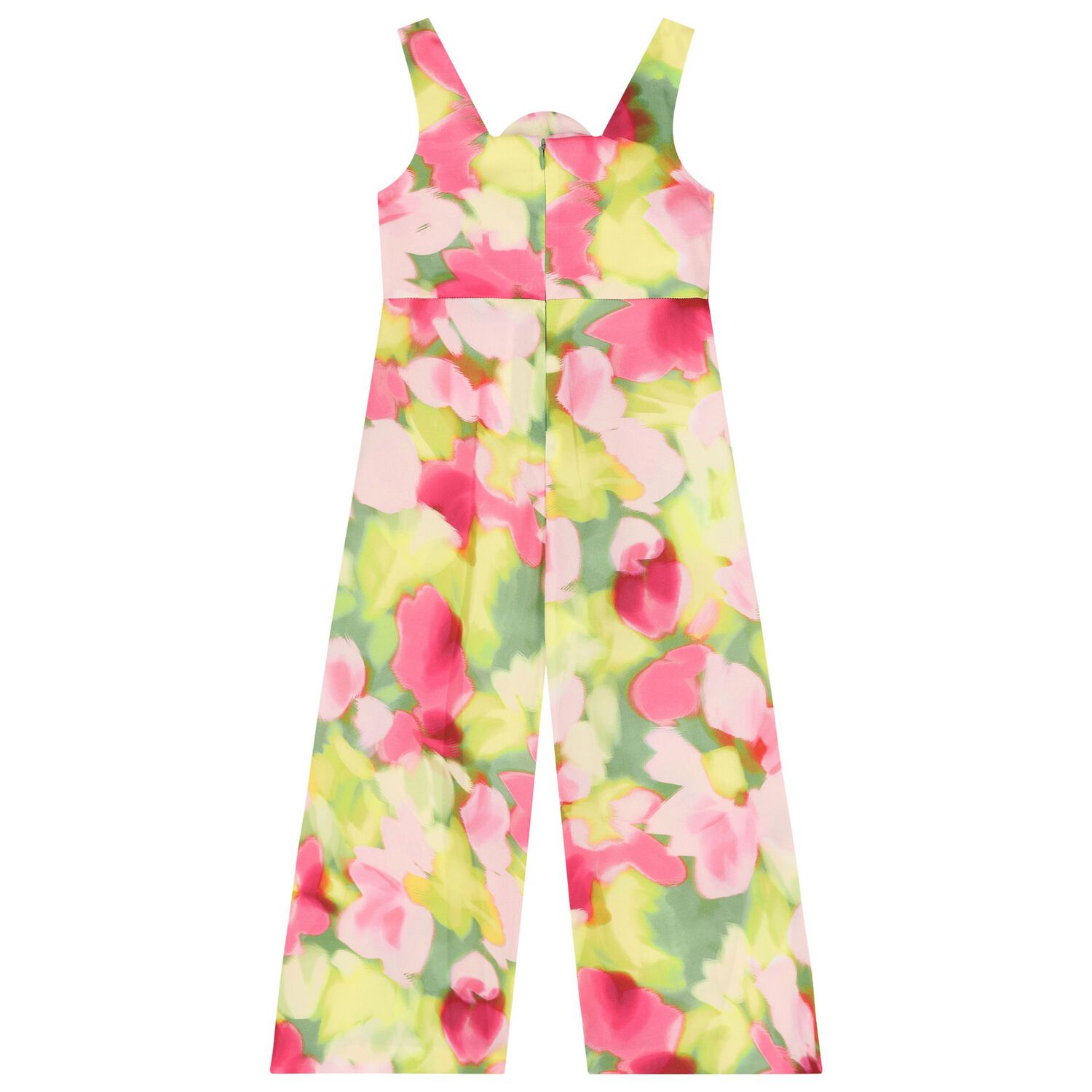Girls Pink & Green Flower Satin Jumpsuit, 1, hi-res image number null