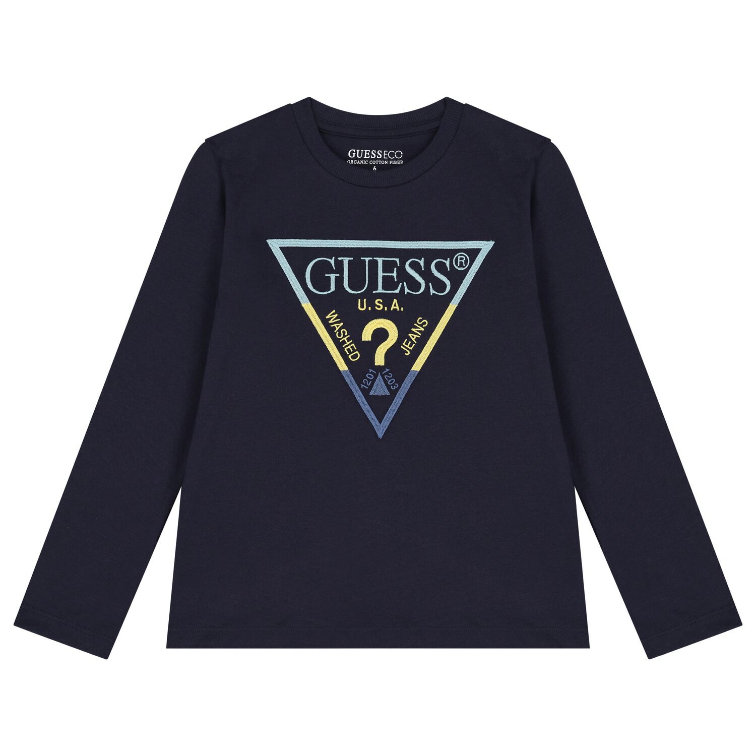 Boys Navy Blue Logo Long Sleeve Top, 2, hi-res image number null