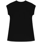 Girls Black Logo Dress, 1, hi-res