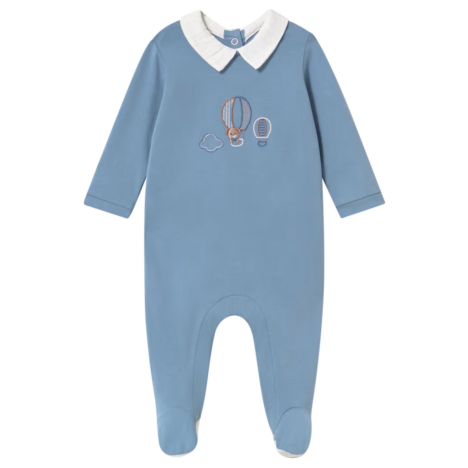 Baby Boys Blue Hot Air Balloon Babygrow, 2, hi-res