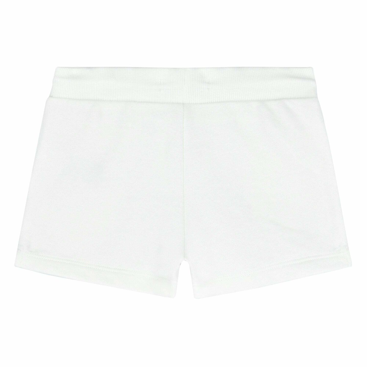 Girls White Holographic Logo Shorts, 1, hi-res