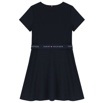Girls Navy Blue Logo Dress 