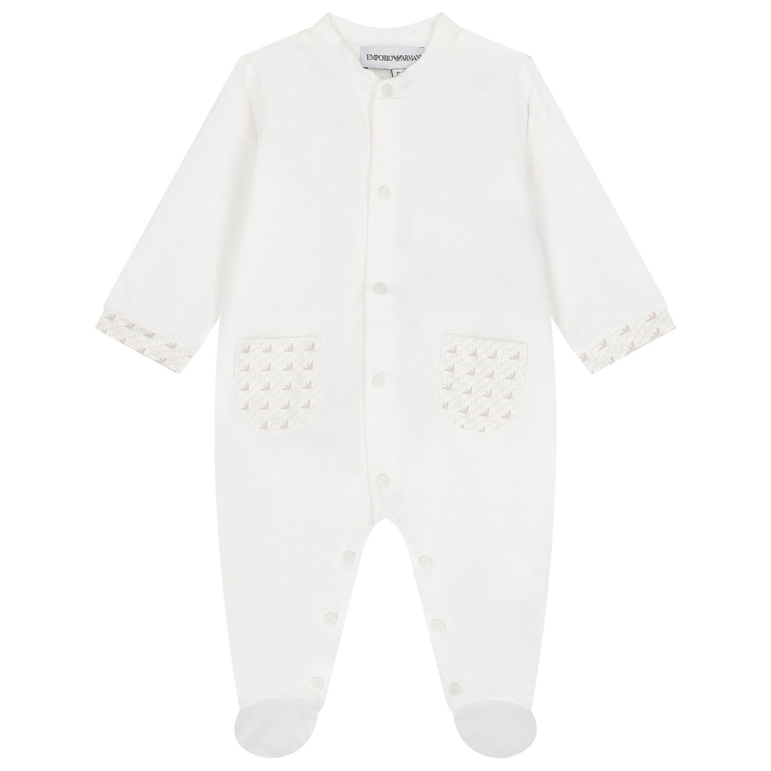 White & Beige Logo Babygrow Set, 1, hi-res