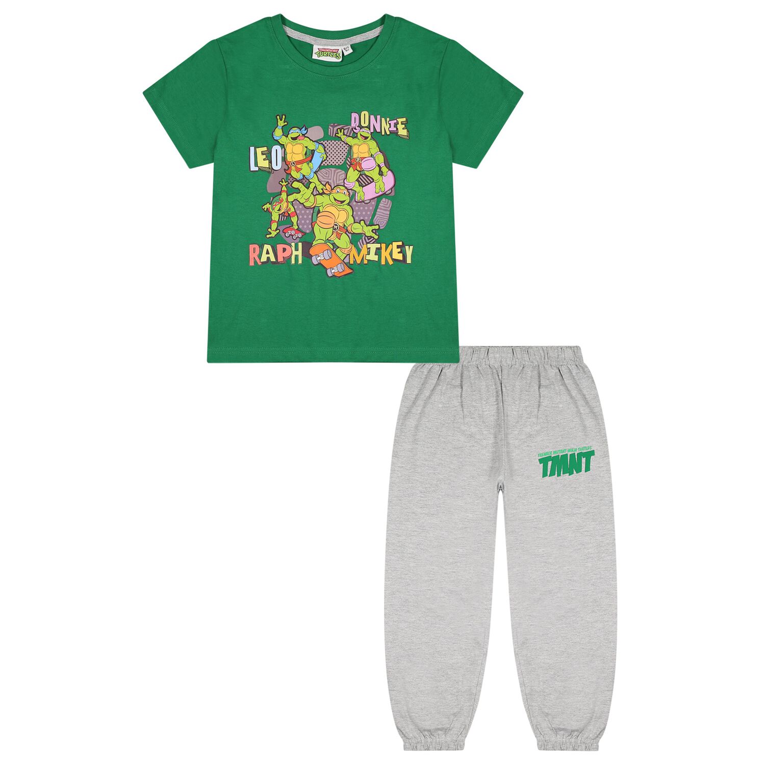 Boys Green & Grey Ninja Turtles Pyjamas, 1, hi-res