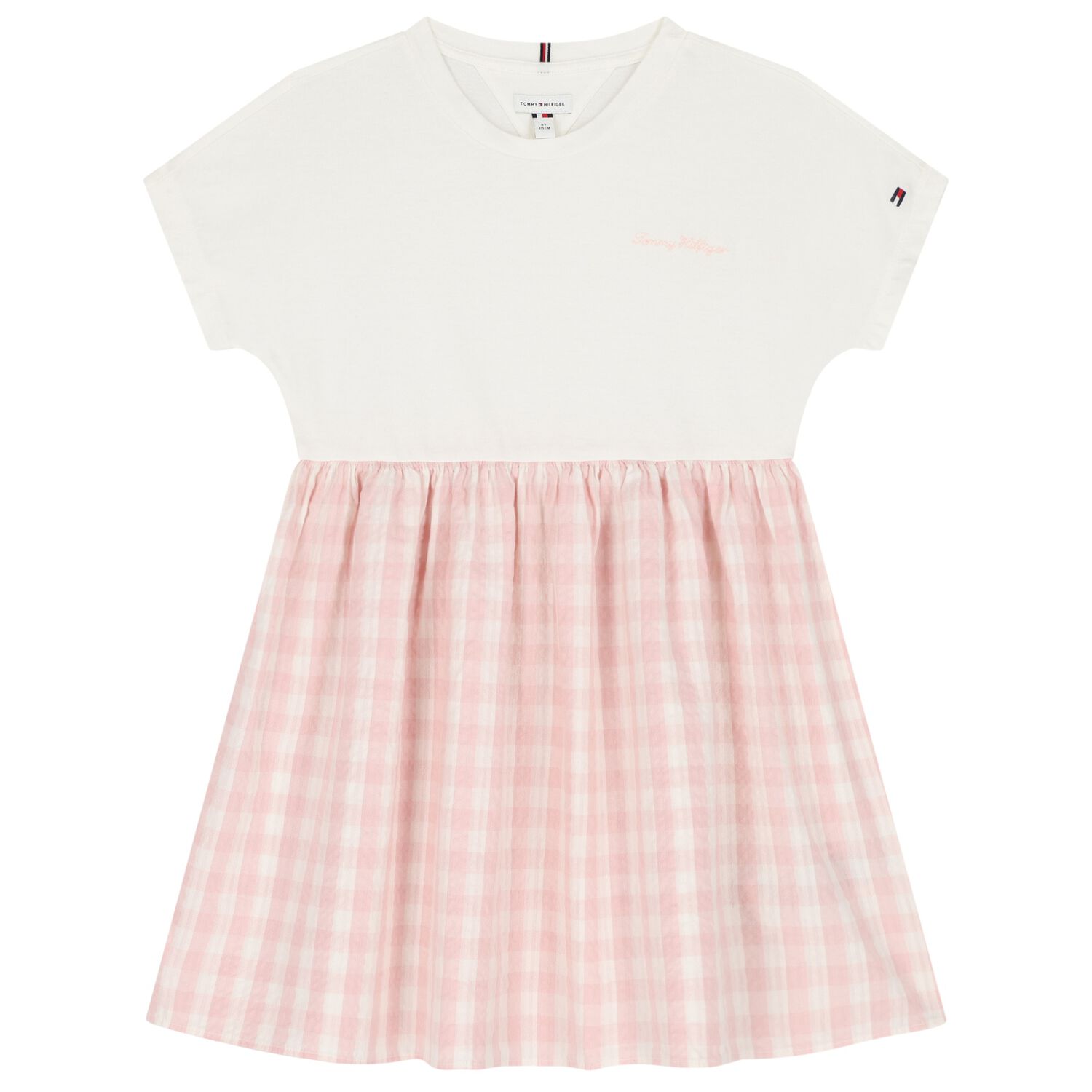 Girls Ivory & Pink Logo Dress, 1, hi-res