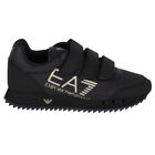 Boys Black & Gold Logo Trainers, 1, hi-res