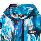 Boys Blue & White Abstract Logo Zip Up Top, 1, hi-res