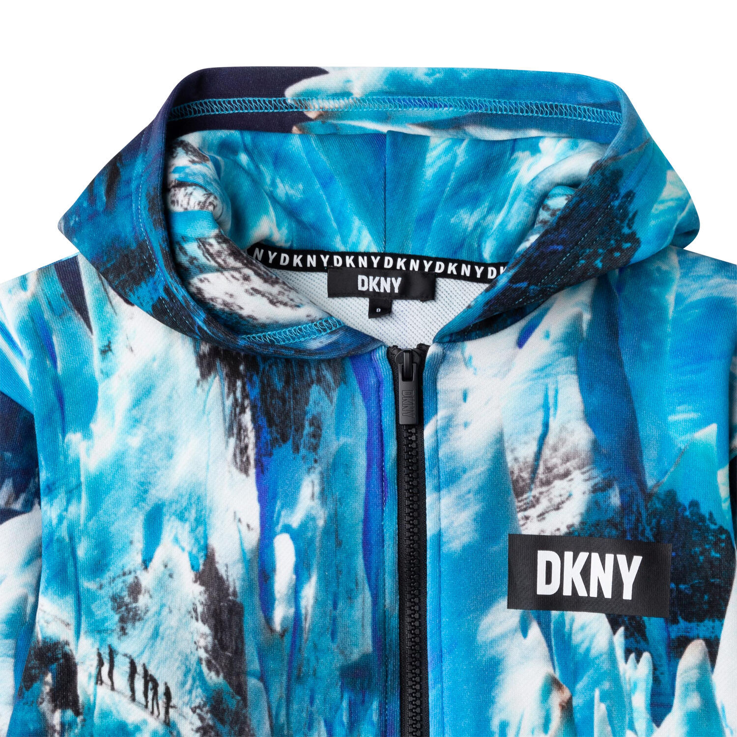 Boys Blue & White Abstract Logo Zip Up Top, 1, hi-res image number null