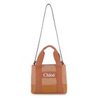 Girls Brown Leather Logo Tote Bag, 1, hi-res