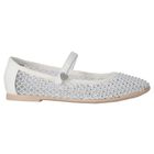 Girls White Diamante Ballerina Shoes, 1, hi-res