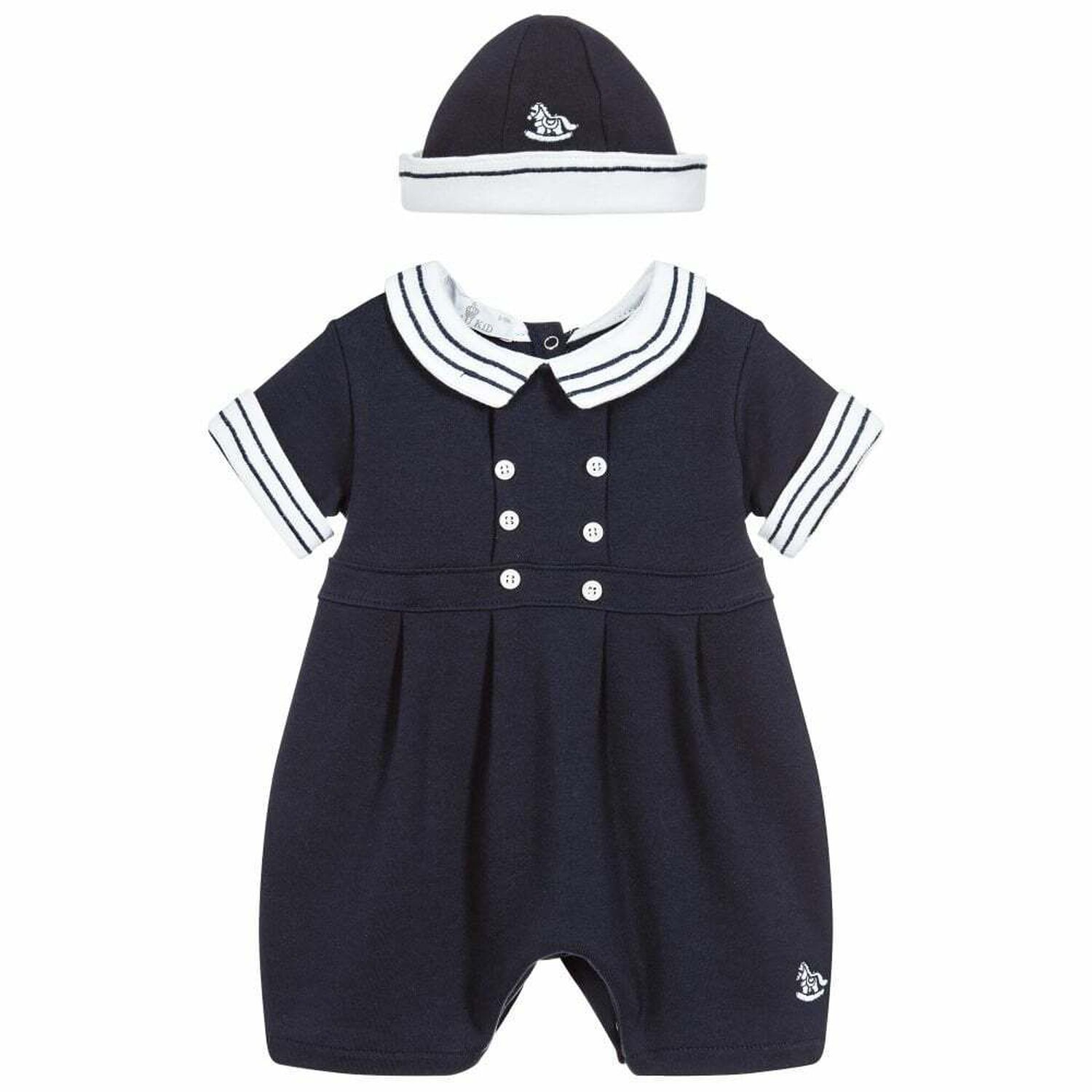 Baby Boys Navy Romper Set, 2, hi-res