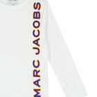 Boys White Logo Long Sleeve Top, 1, hi-res