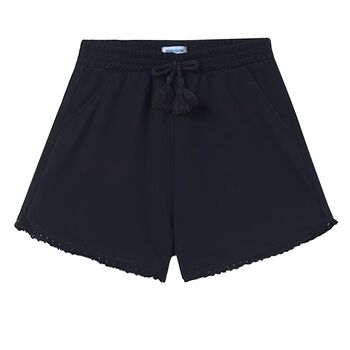 Girls Black Fringe Shorts
