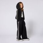 Girls Black Logo Hooded Zip Up Top, 1, hi-res
