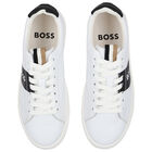 Boys White Logo Trainers, 1, hi-res
