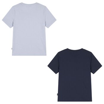 Boys Blue & Navy Blue Logo T-Shirts (2 Pack)