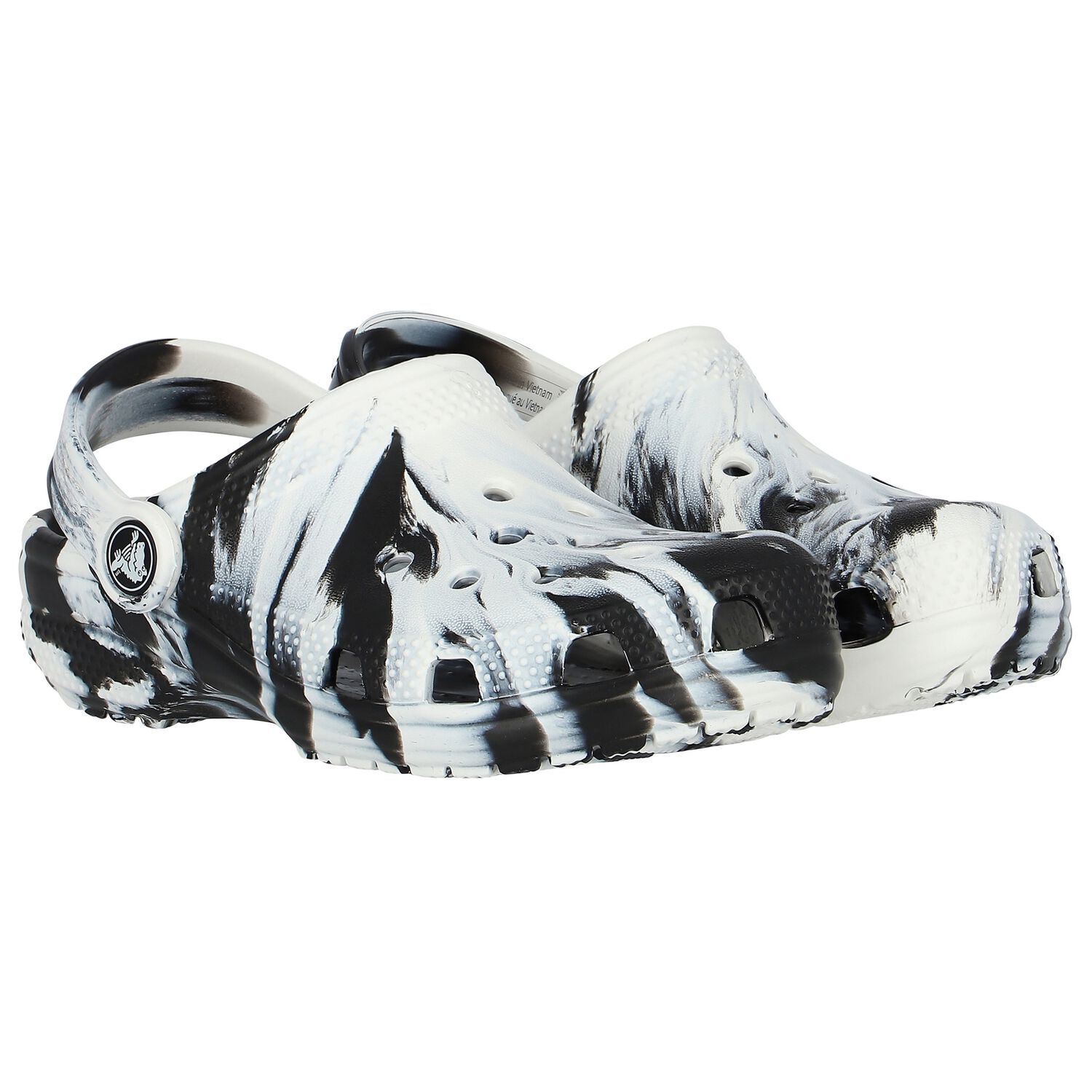 Black & White Classic Marbled Clog Sandals, 1, hi-res