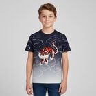 Navy Blue & White Tiger Logo Ombre T-Shirt, 1, hi-res