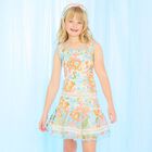 Girls Multi-Coloured Embroidered Dress, 1, hi-res