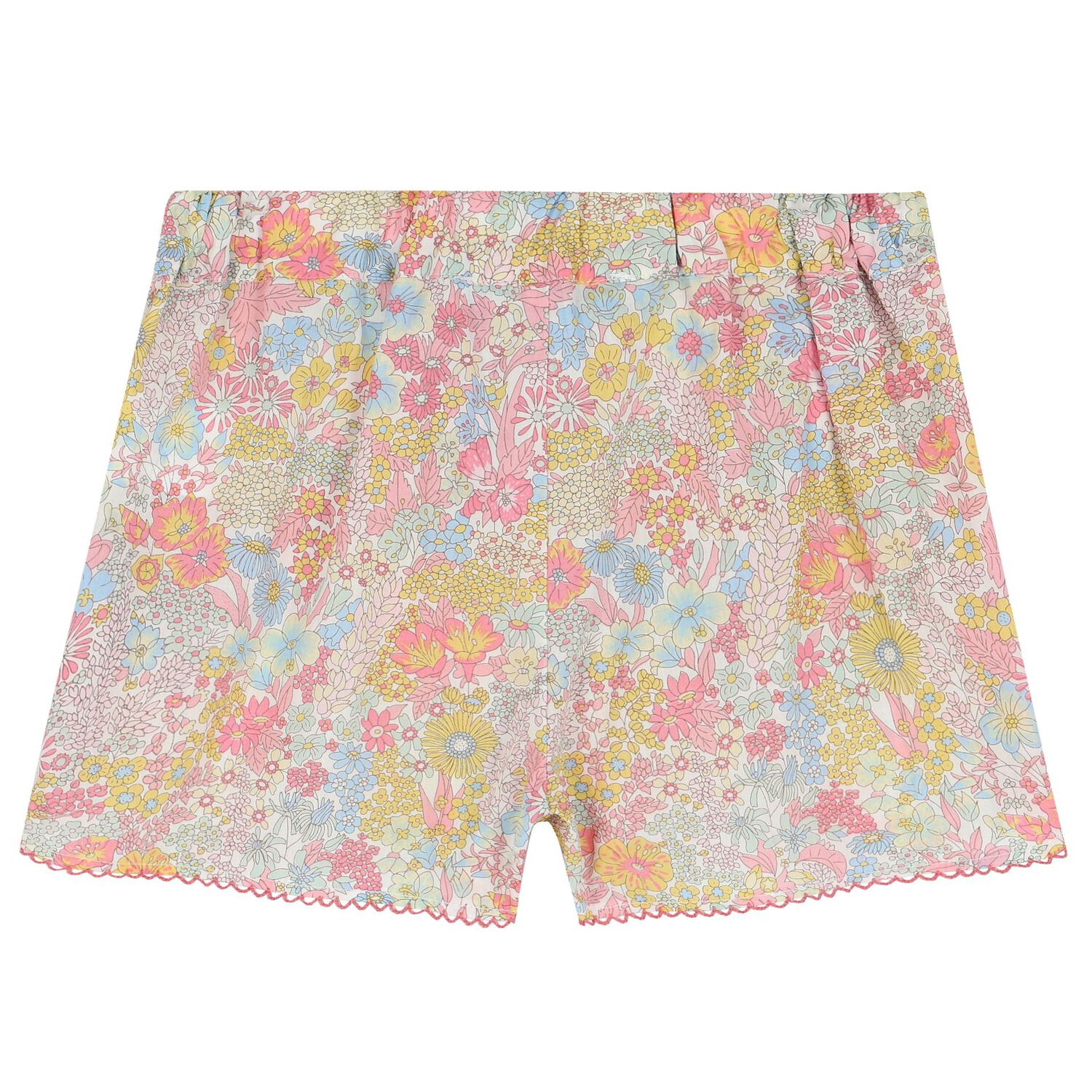 Younger Girls Blue, Yellow & Pink Liberty Shorts, 1, hi-res