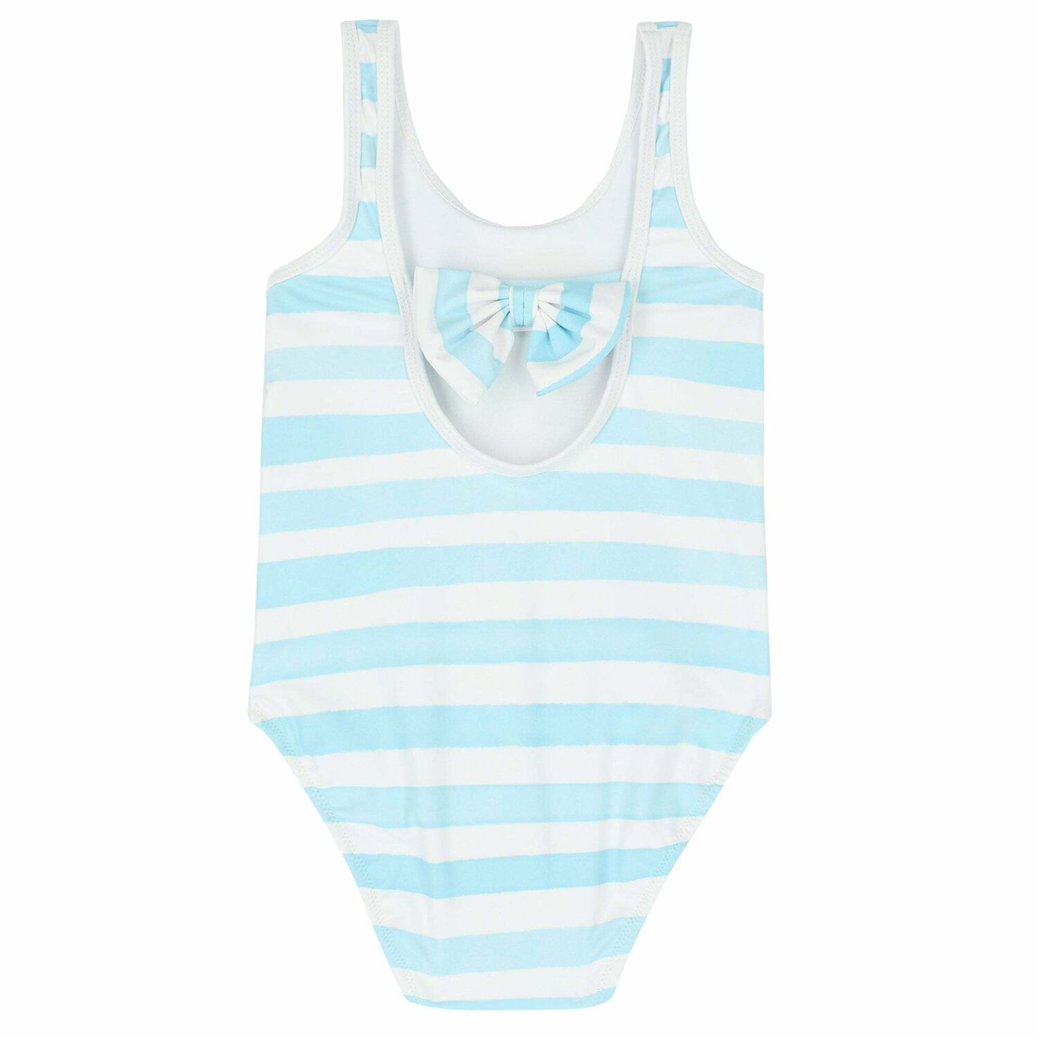 Girls White & Blue Floral Swimsuit, 2, hi-res