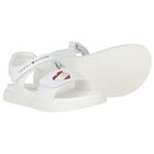 Girls White Heart Logo Sandals, 1, hi-res