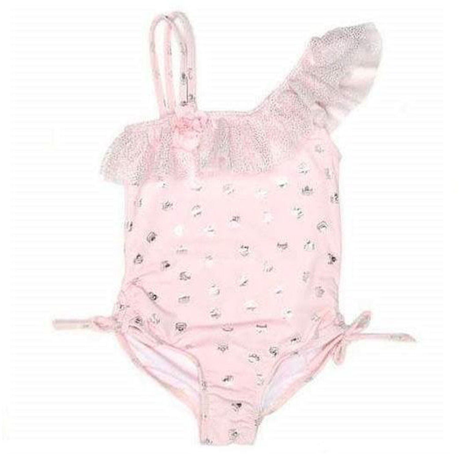 Girls Pink Crown Swimsuit, 1, hi-res