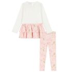 Girls White & Pink Logo leggings Set , 1, hi-res