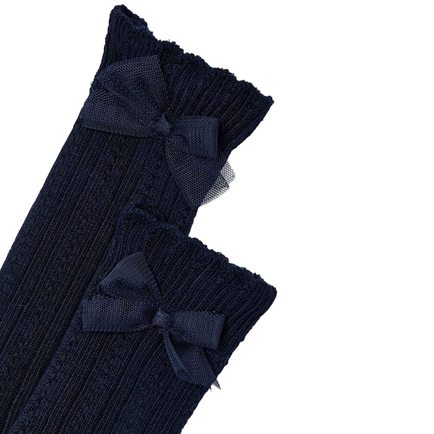 Girls Navy Blue Knit Knee High Socks, 1, hi-res