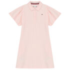 Girls Pink Logo Polo Dress, 2, hi-res