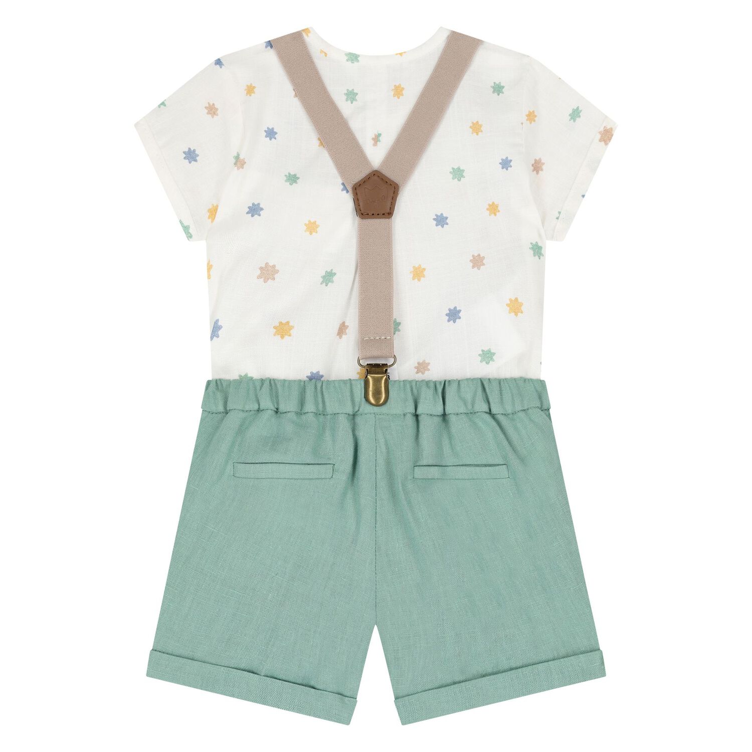 Baby Boys Green & White Shorts Set, 2, hi-res image number null
