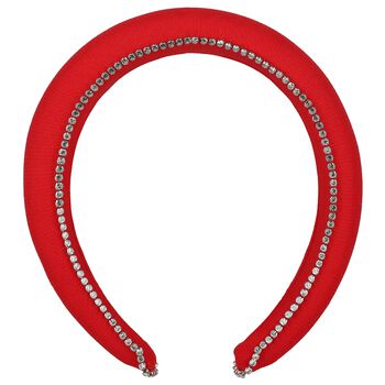 Girls Red Diamante Padded Headband