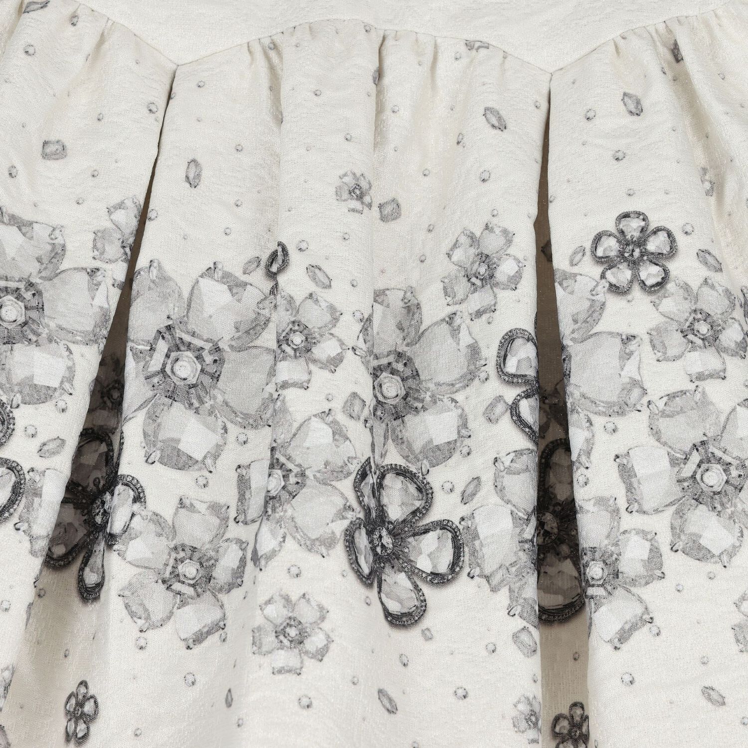 Girls White & Ivory Embellished Floral Skirt Set, 1, hi-res