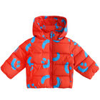 Younger Boys Red Smiley Puffer Jacket, 1, hi-res