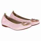 Girls Pink Satin Shoes, 1, hi-res