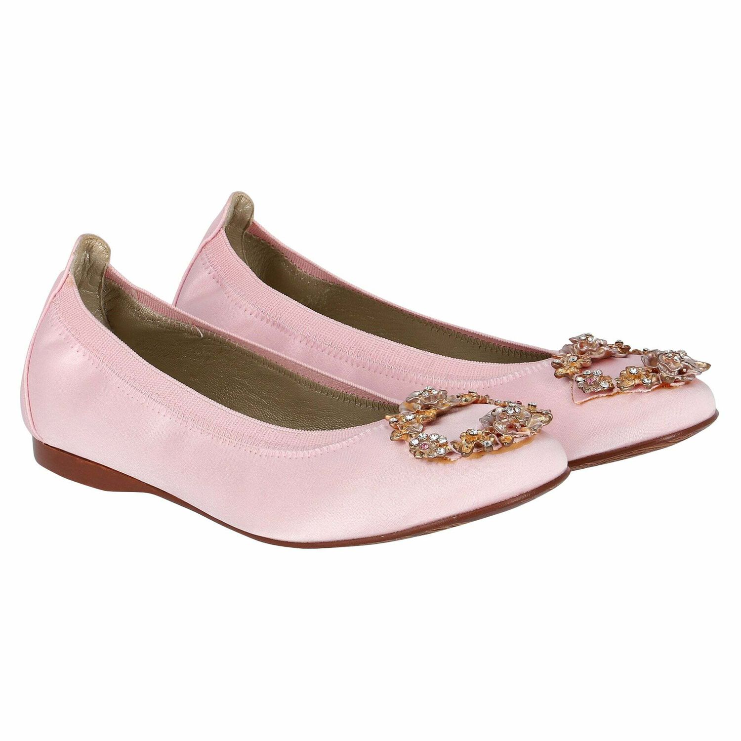 Girls Pink Satin Shoes, 1, hi-res