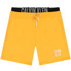 Boys Orange Logo Swim Shorts, 1, hi-res