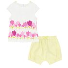 Baby Girls White & Yellow Floral Shorts Set, 1, hi-res