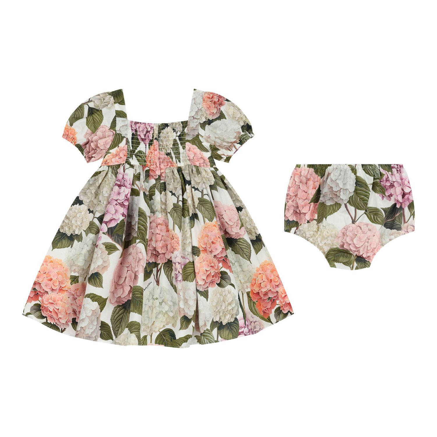 Baby Girls Pink & Green Floral Dress Set, 1, hi-res