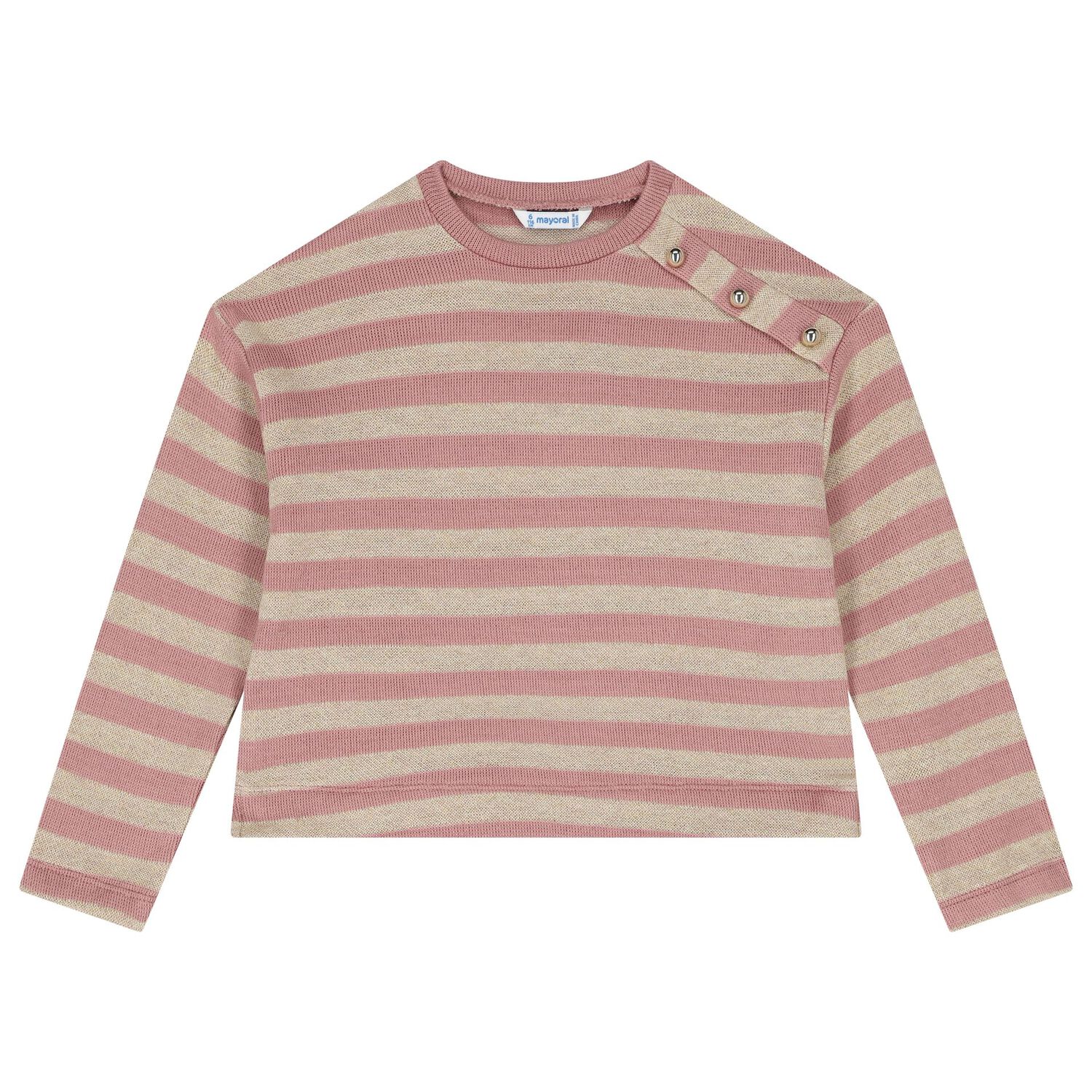 Girls Pink & Beige Striped Dress Set, 1, hi-res image number null