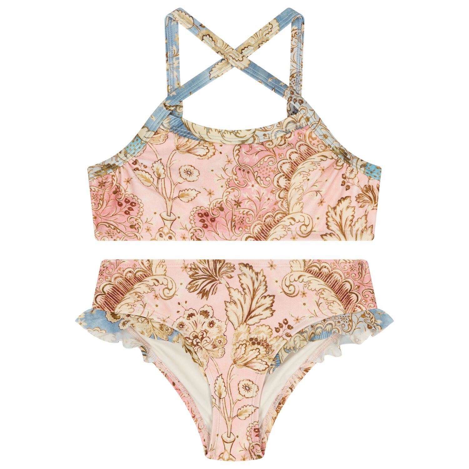 Girls Pink Floral Bikini, 1, hi-res