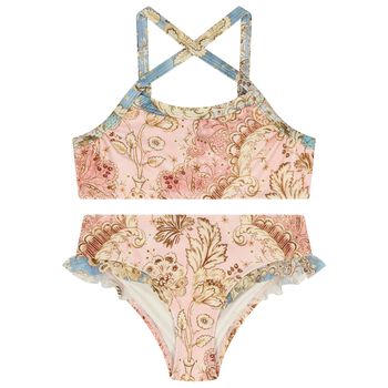 Girls Pink Floral Bikini